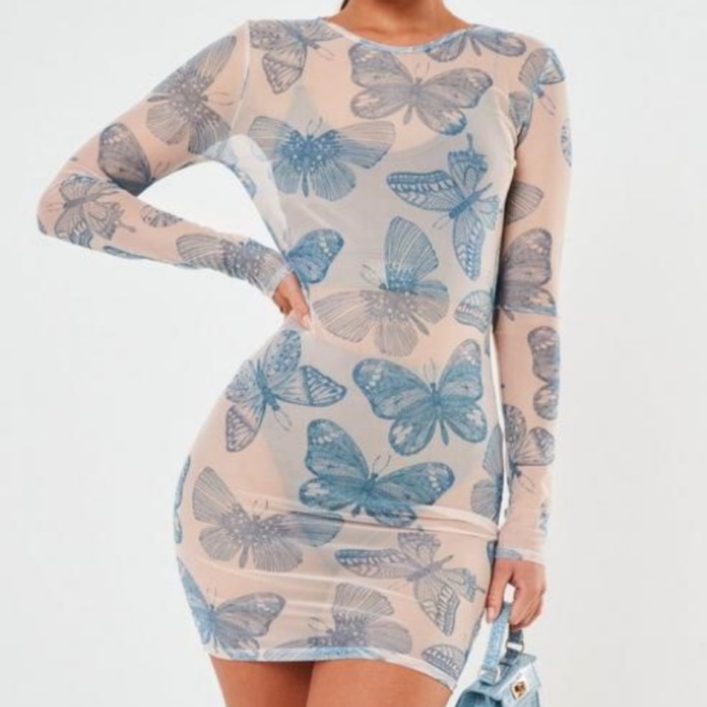 Mesh blue butterfly dress